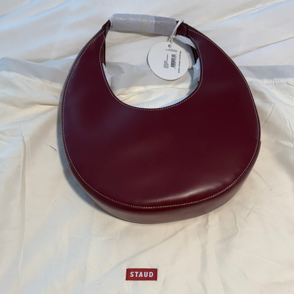 STAUD Raspberry Shoulder Moon Bag NWT